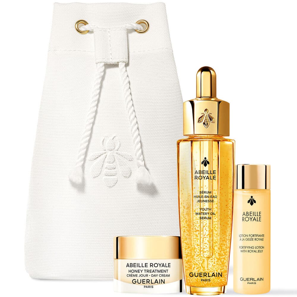 Embalagem de Kit Descubra Guerlain Abeille Royale Sérum Óleo Rejuvenescedor