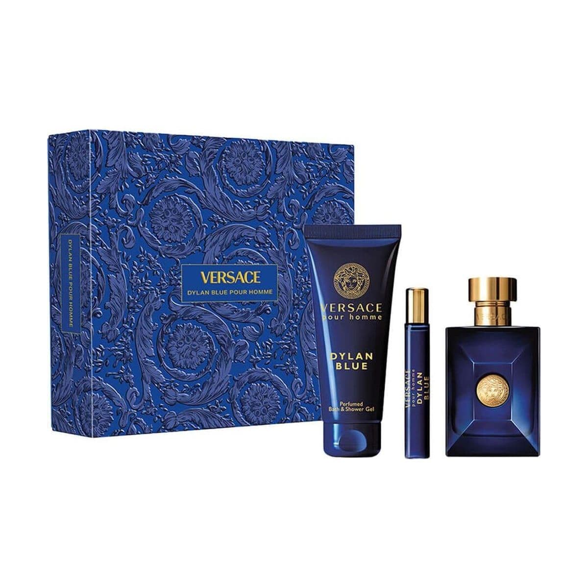 Embalagem de Kit Coffret Versace Dylan Blue Pour Homme Masculino Eau de Toilette