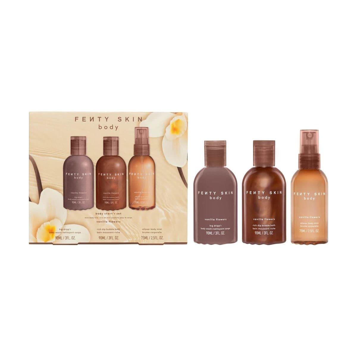 Embalagem de Kit Corporal Fenty Skin Vanilla Flowers