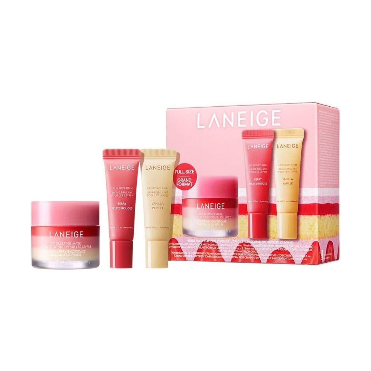 Embalagem de Kit Cuidado Labial Laneige Lip Trio Set Berry Sweet