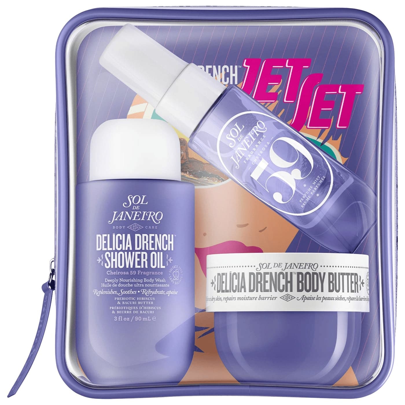 Embalagem de Kit Sol de Janeiro Delicia Drench Jet