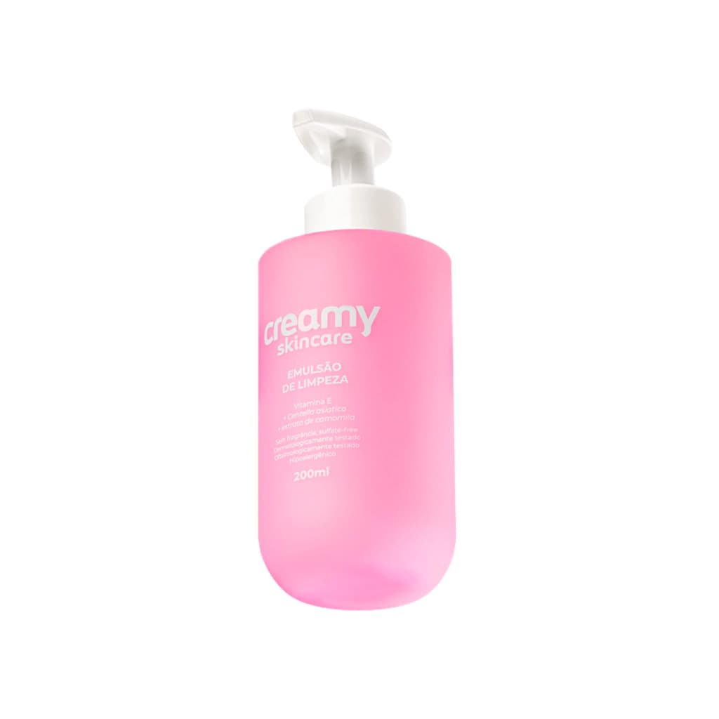 Embalagem de Sabonete Facial Emulsão de Limpeza Creamy Skincare 200ml
