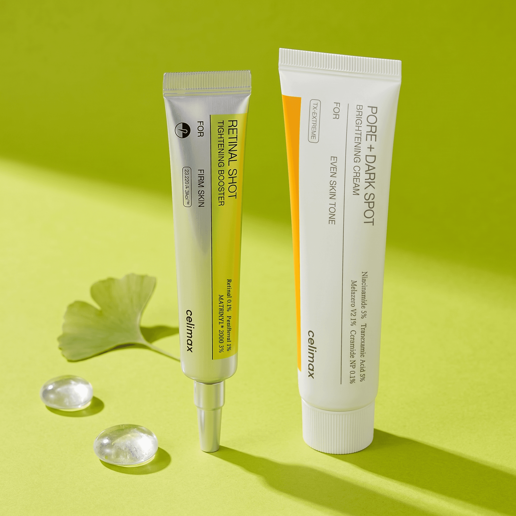 Embalagem de Kit Celimax Vita A Retinal Shot + Creme TXA para Manchas e Poros