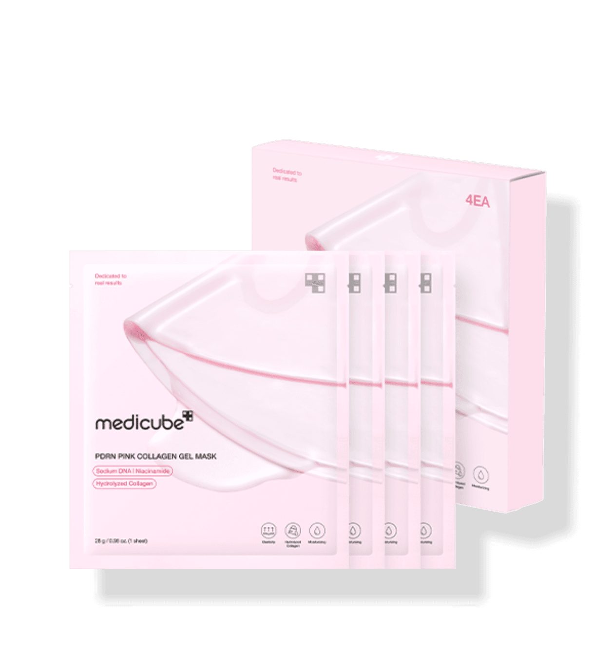 Embalagem de Medicube PDRN Pink Collagen Gel Mask 28g X 4 Unidades