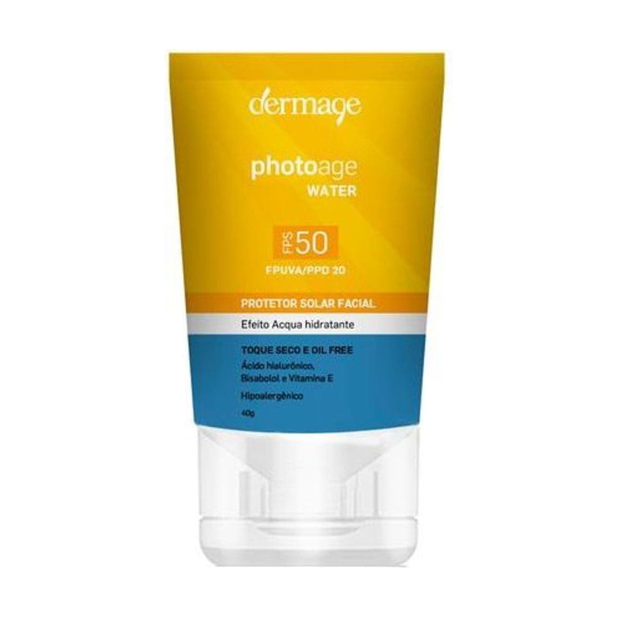 Embalagem de Protetor Solar Facial Dermage – Photoage Water FPS50