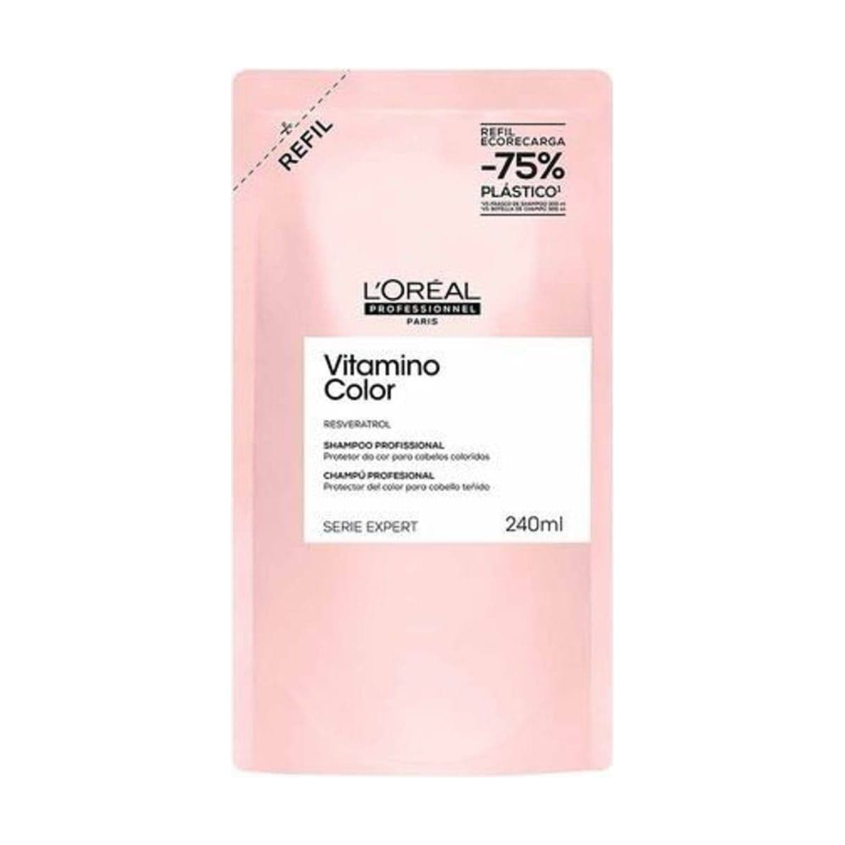 Embalagem de Refil L'oréal Profissionnel Resveratrol Vitamino Color Shampoo